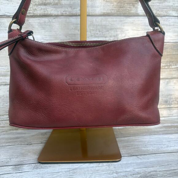 VTG Y2K Coach Leatherware Purse 8E85 Mini Baguette Handbag Red Zip Top - Picture 3 of 17